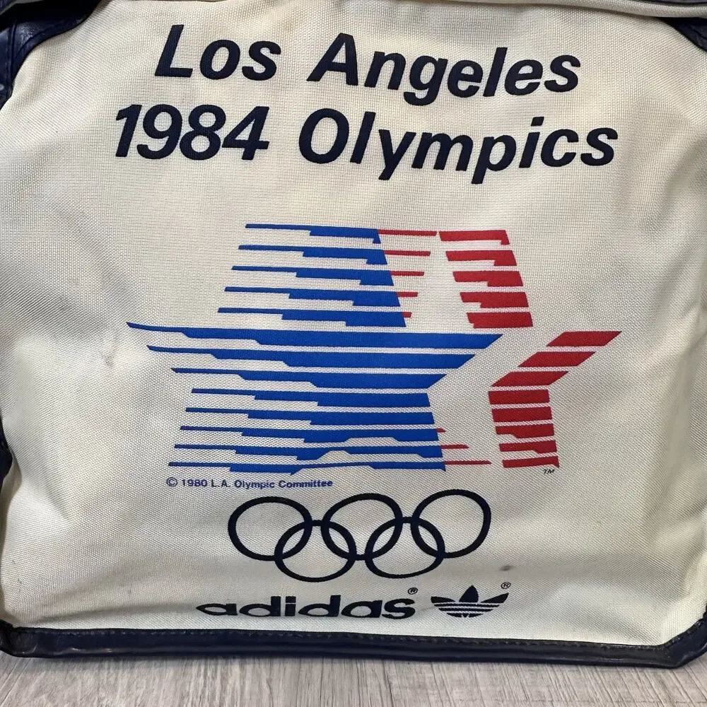 Vintage 1984 Los Angeles Olympics Sports Bag by Adidas 13” X 11” X 7” Canvas